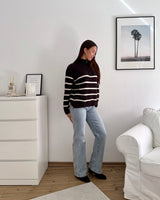 Halfzip mit Streifen Braun/Beige