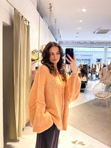 Oversized Strickjacke Apricot