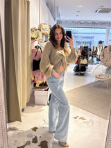 Strickpullover mit Knoten Taupe