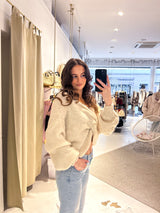 Strickpullover mit Knoten Beige