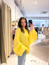 Oversized Strickjacke Gelb