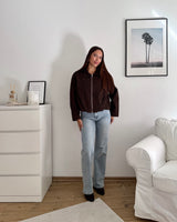 Jeansjacke mit Leomuster Braun