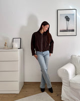 Jeansjacke mit Leomuster Braun