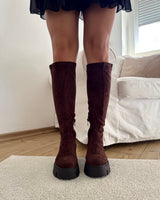Stiefel Veloursoptik Braun