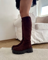 Stiefel Veloursoptik Braun