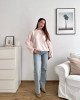 Strickpullover gestreift Hellrosa/Beige