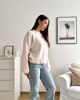 Strickpullover gestreift Hellrosa/Beige