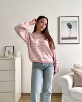 Strickpullover gestreift Rosa
