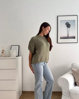 Kurzarm Oversized Strickpullover Olive