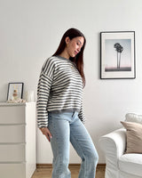 Strickpullover gestreift Grau