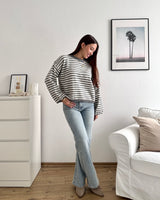 Strickpullover gestreift Grau
