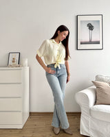 Cropped Bluse mit Muster Gelb