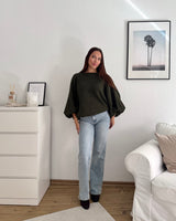 Ballon Strickpullover Olive