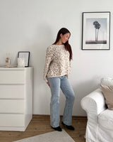 Oversized Strickpullover mit Leomuster Beige/Taupe