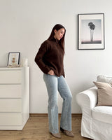 Strickjacke mit Zipper Dunkelbraun