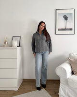 Strickjacke mit Zipper Grau
