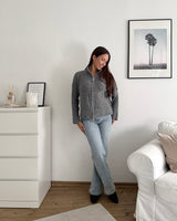 Strickjacke mit Zipper Grau