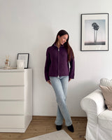 Strickjacke mit Zipper Lila