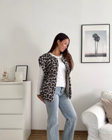 Steppweste mit Leomuster Beige/Schwarz