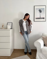 Steppweste mit Leomuster Beige/Schwarz