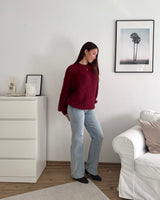 Oversized Strickpullover Weinrot