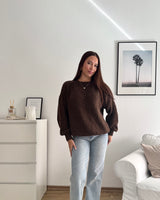 Oversized Strickpullover Braun