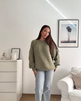 Oversized Strickpullover Olive