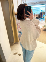 Kurze Oversized Strickjacke Beige