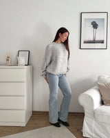 Oversized Strickpullover Hellgrau