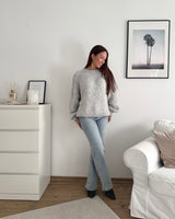 Oversized Strickpullover Hellgrau