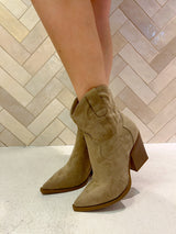 Stiefelette im Cowboy Stil Taupe