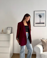 Blazer mit Leomuster Weinrot