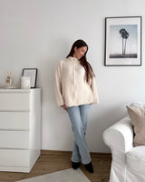 Oversized Zipper Beige