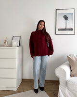 Oversized Zipper Weinrot