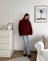 Oversized Zipper Weinrot