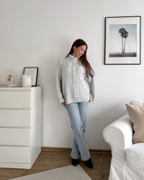 Oversized Zipper Hellgrau