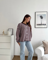 Cardigan mit Streifen Weinrot/Rosa