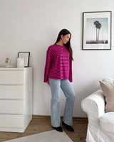 Longsleeve mit Streifen Beere/Pink