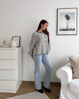 Cardigan mit Streifen Grau/Weiß