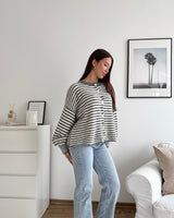 Cardigan mit Streifen Grau/Weiß
