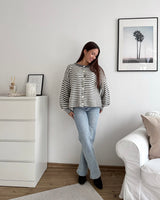 Cardigan mit Streifen Grau/Weiß