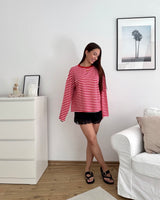 Longsleeve mit Streifen Rot/Rosa