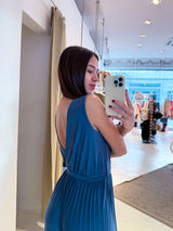 Plissee Jumpsuit Taubenblau