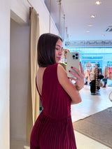 Plissee Jumpsuit Weinrot