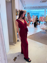 Plissee Jumpsuit Weinrot