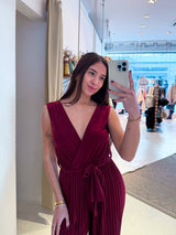Plissee Jumpsuit Weinrot