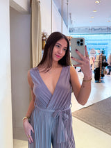 Plissee Jumpsuit Taupe