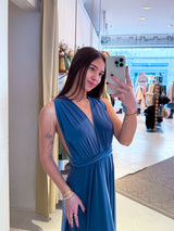 Wickel-Kleid Taubenblau