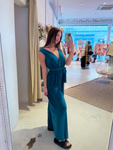 Plissee Jumpsuit Dunkelgrün