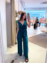 Plissee Jumpsuit Dunkelgrün